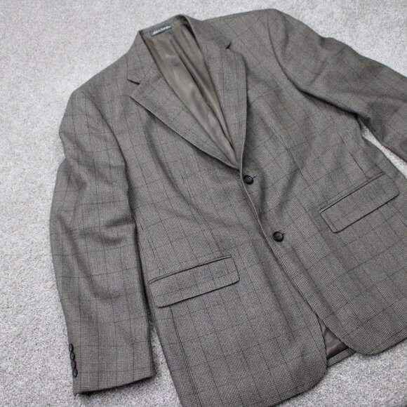 Oscar de la Renta Blazer Men 42R Gray Wool/Cashmere 2 Button Ventless Sport Coat - Picture 14 of 15